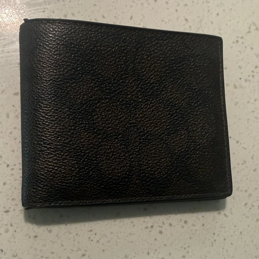Coach Men's Signature Leather Wallet - Dark Brown/Black